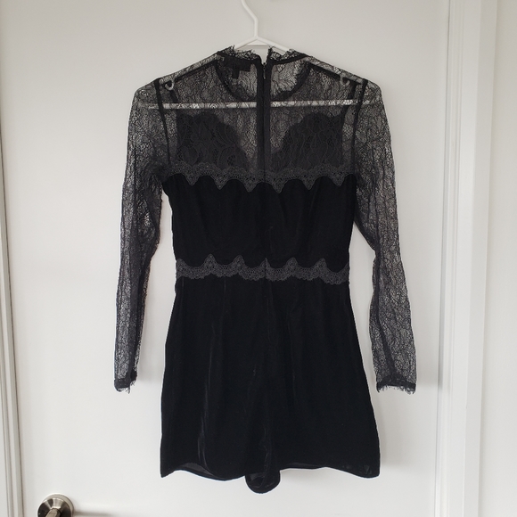 TopShop Black Lace & Velvet Romper - Picture 3 of 7
